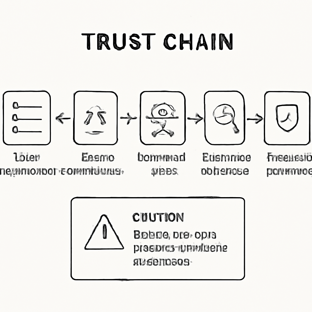 A diagram linking real requirements, formal specifications, AI-written proofs, Rocq/Lean/Z3 checking and bounded guarantees, with a caution that model and specification gaps remain outside the guarantee.